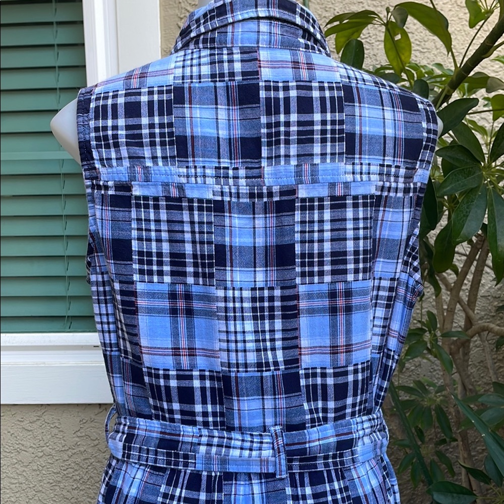 Vintage Multicolored Plaid Tommy Hilfiger Cotton Sleeveless Dress - Picture 9 of 11